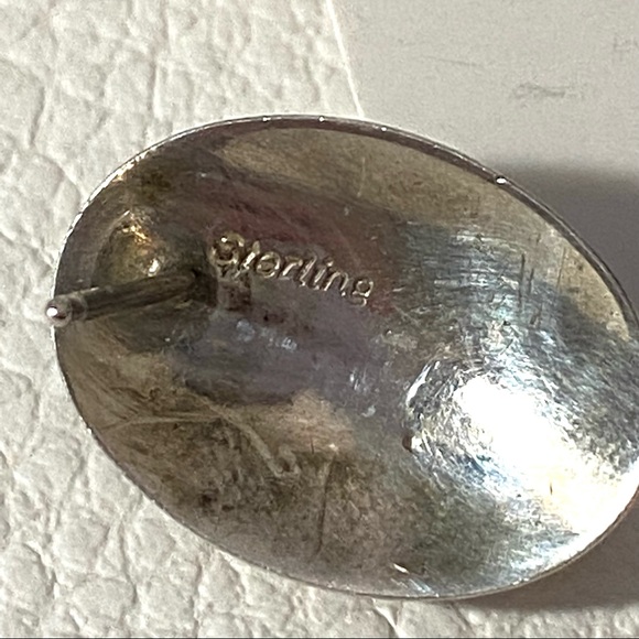 NAVAJO Sterling Silver BLUE DENIM LAPIS Large Oval Concho EARRINGS - Picture 6 of 6